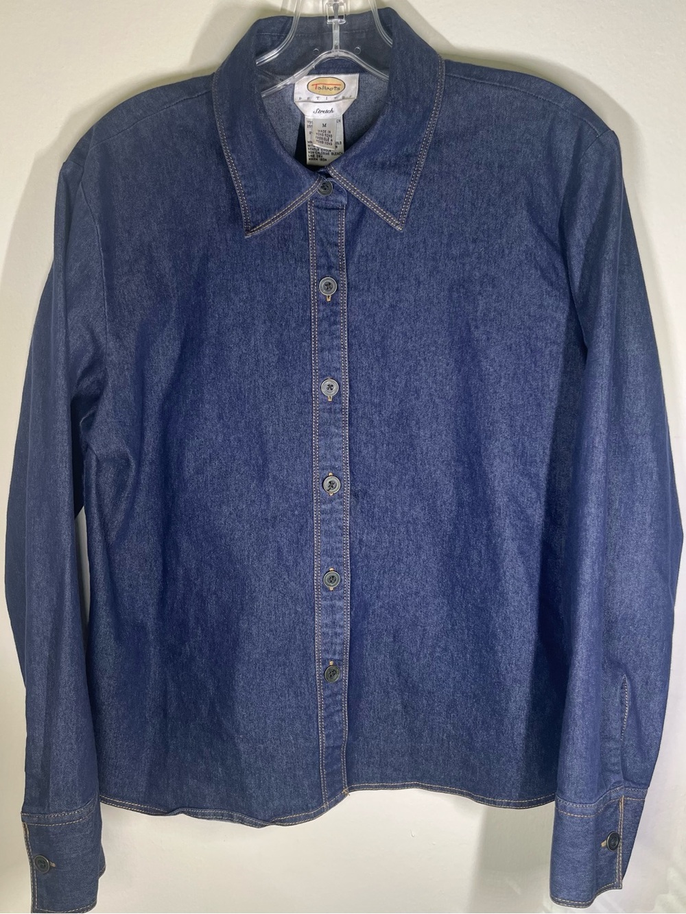 Talbots Dark Blue Denim Button-Front Long-Sleeved Top